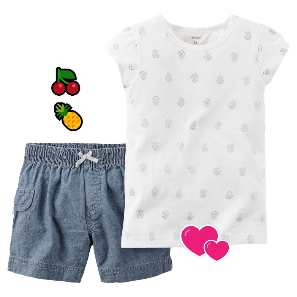 Carter's 2-Piece White Shirt and Denim Short set